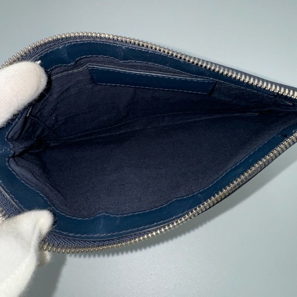 100% Authentic Balenciaga Paris Canvas, Navy Blue Leather Clutch Bag - Picture 6 of 8